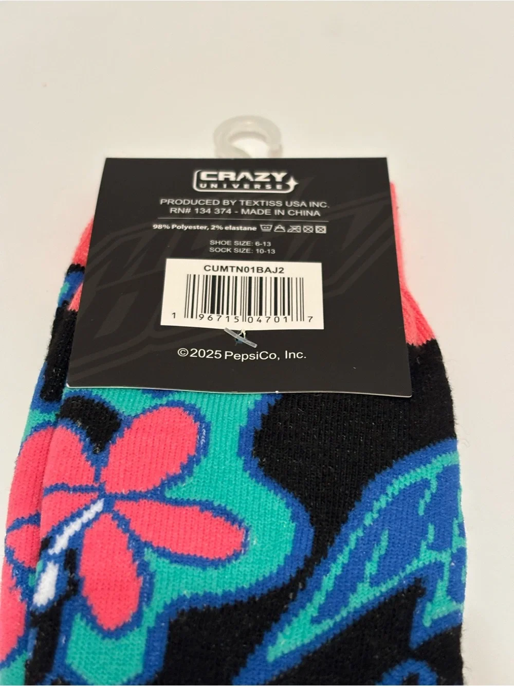 New Mountain Dew Soda Adult Size 6-13 Black Blue Graphic Novelty Crew Socks